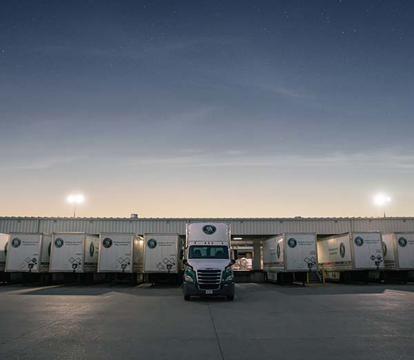 OD Trailers parked at night 
